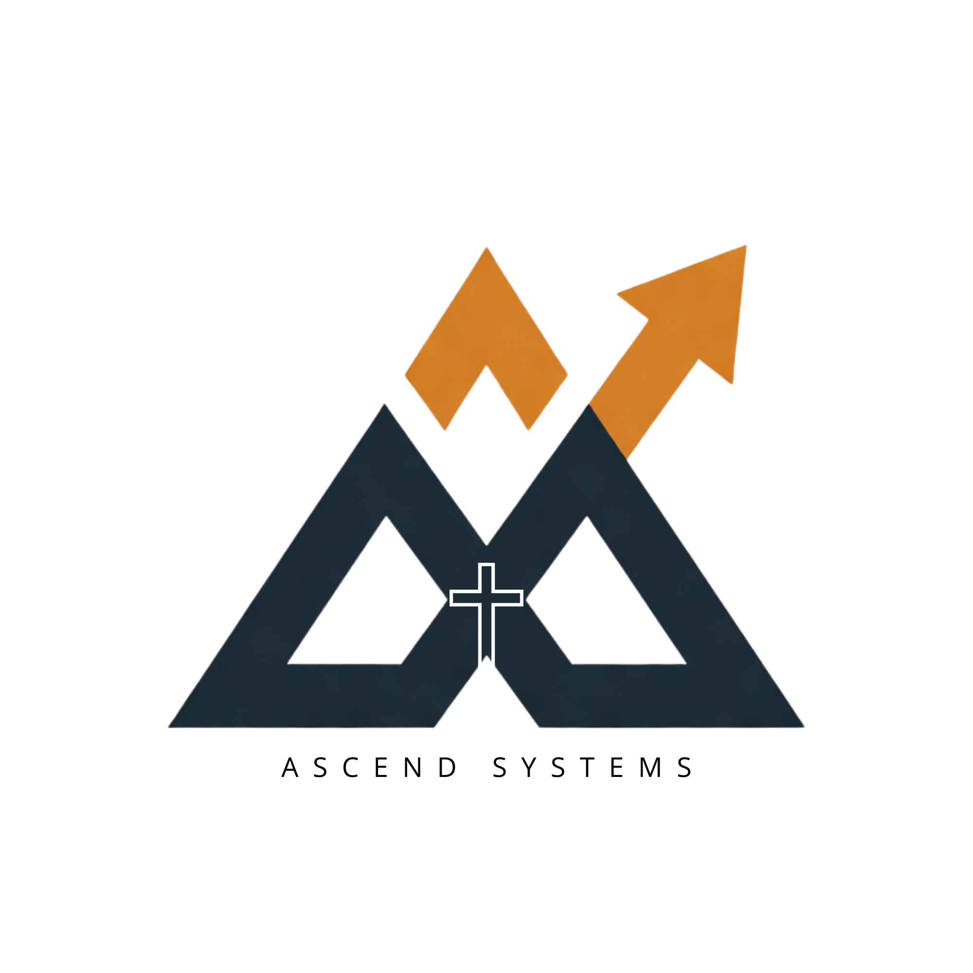 The Ascend Systems logo: two charcoal peaks with an orange chevron and ascending arrow above the ASCEND SYSTEMS wordmark